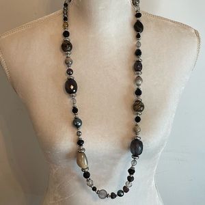 Cookie Lee Beaded Necklace with Silver Tone Details. 35.5 “ Long.